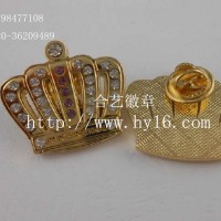 生產(chǎn)金屬鏤空徽章，皇冠水鉆襟章，鋅合金立體徽章